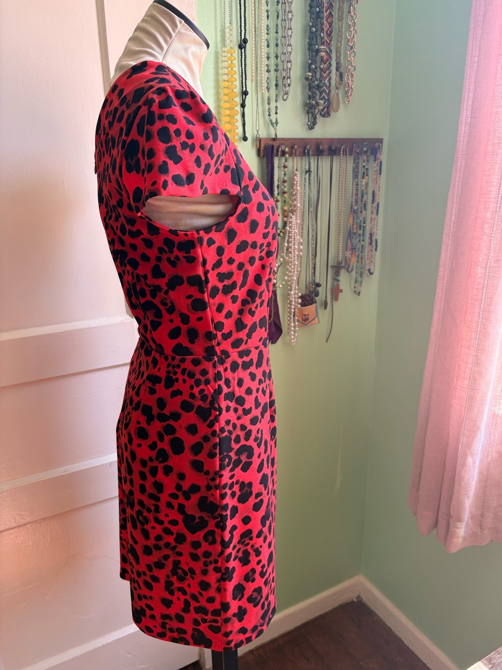 Betsey Johnson Red and Black Leopard Print Midi Dress NWT - Picture 3 of 9